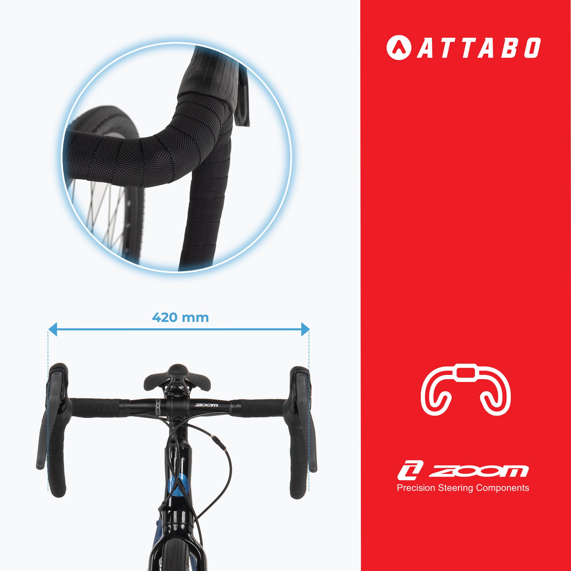 ATTABO Gravel Bike GRADO 2.0 mit Aluminiumrahmen 52-56 cm Ergonomischer Lenker Mechanische Scheibenbremse TEKTRO Fahrrad mit 28" Laufrädern mit Zubehör Verstellbarer Sattel 10-Gang Schaltgetriebe
