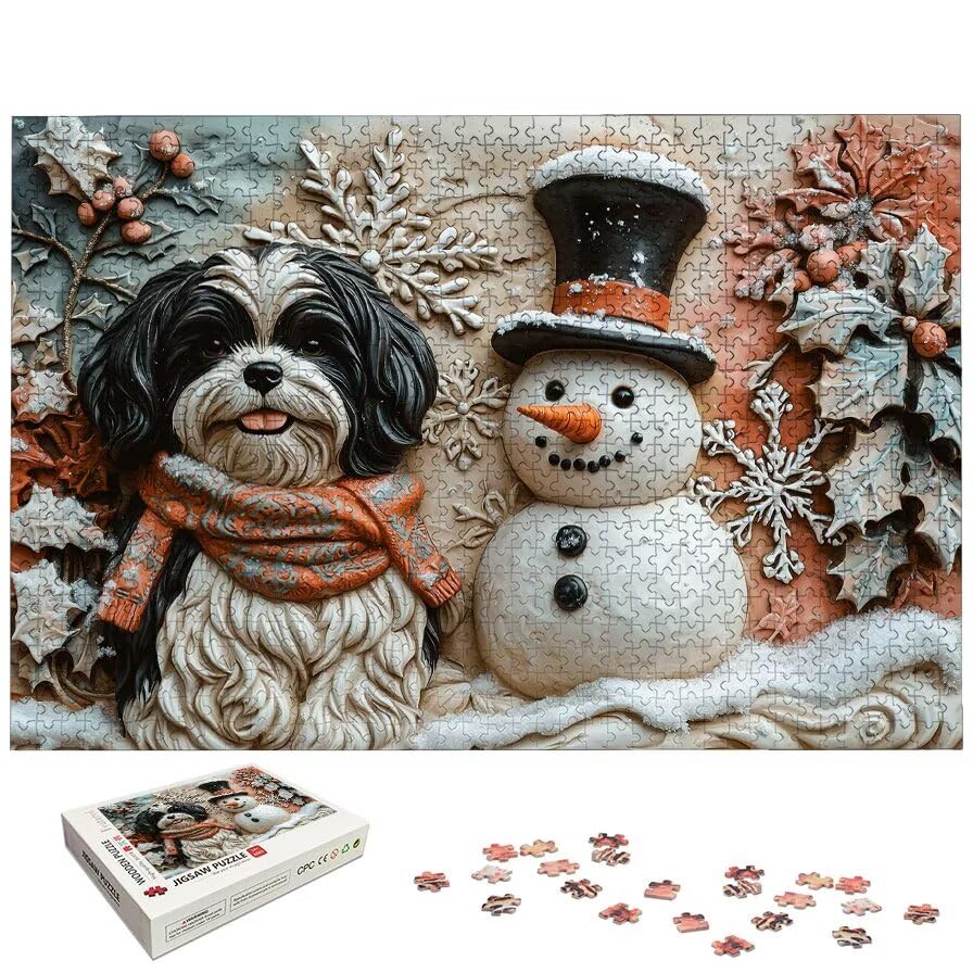 Puzzle 3000 elementów, bałwan, 3000 elementów, drewniane puzzle dla dorosłych, puzzle dla całej rodziny, trudne puzzle, drewniane puzzle do dekoracji pokoju, prezenty, 7215