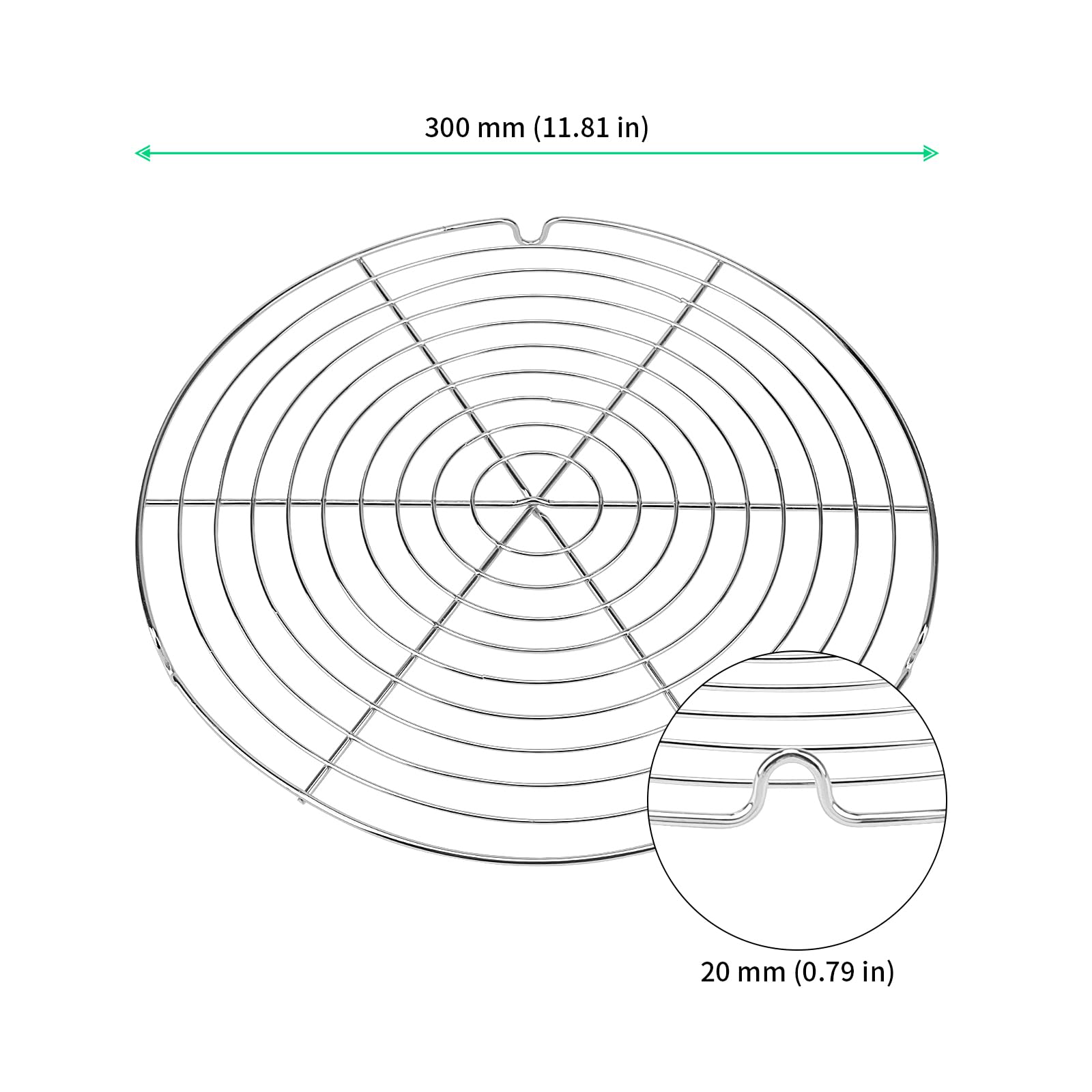FUNSUEI 4 Griglie di Raffreddamento in Acciaio Inox, Rotonde da 30 cm, griglia di Raffreddamento per Torte, griglia di Raffreddamento Rotonda, per Un Raffreddamento Uniforme e Veloce