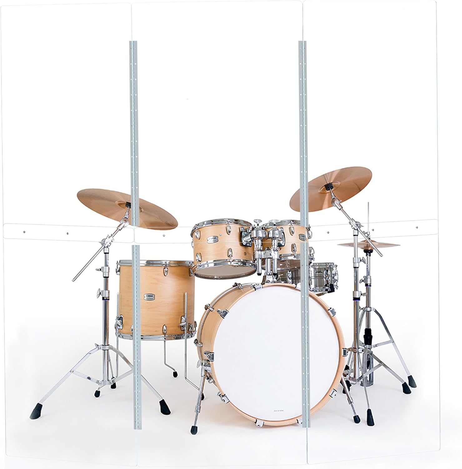 Drum Shield | Portable 3 Panel 2ft x5ft Acrylic Sound Barrier | Full-Length Stainless Steel Hinges | Drum Cage for Home, Church, Practice & Performances.(3 Panels)
