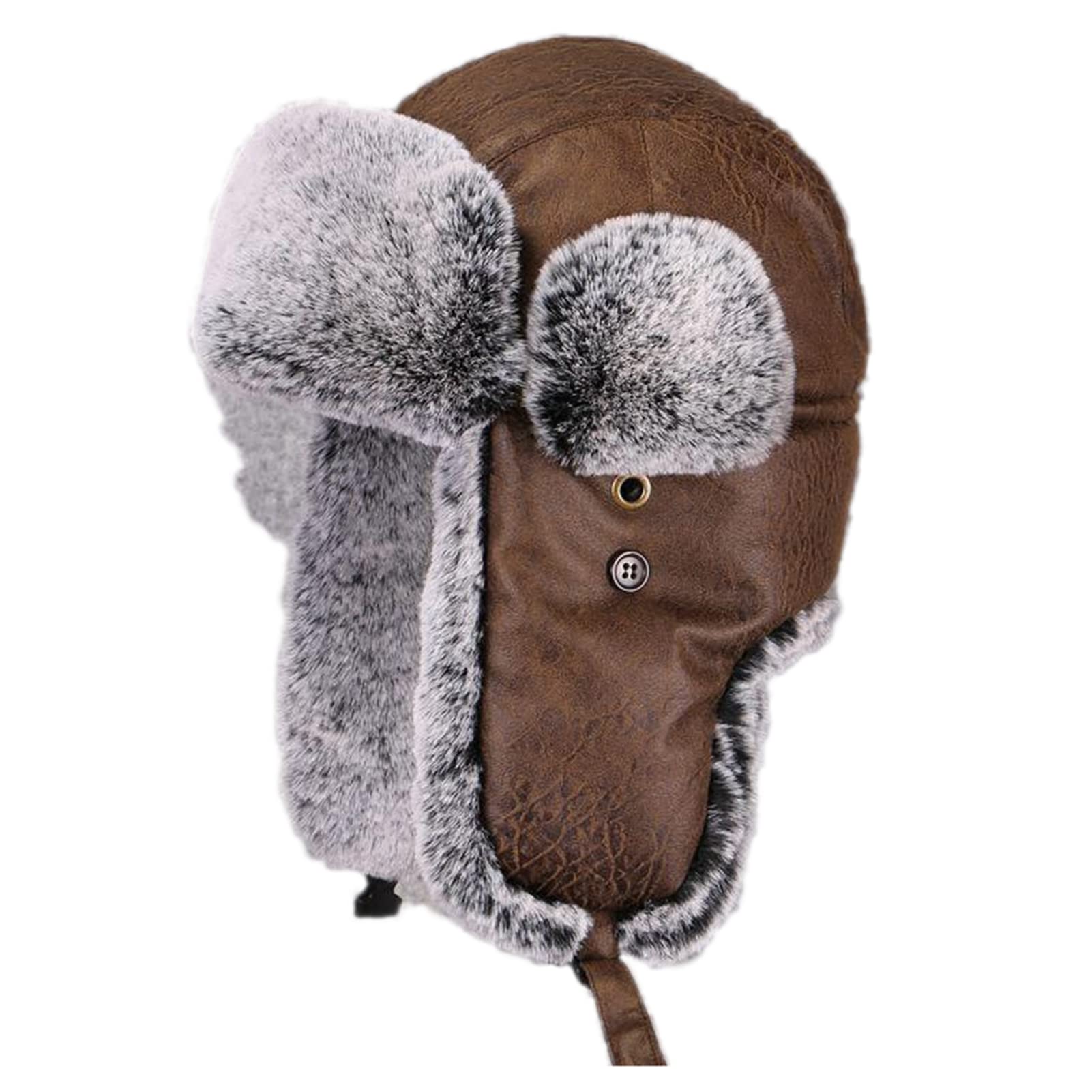 Donna/Uomo - Cappello in Pelliccia Sintetica Berretto da Aviatore con Fodera,Cappello Bomber Invernale Antivento con Paraorecchie Autunno/Inverno