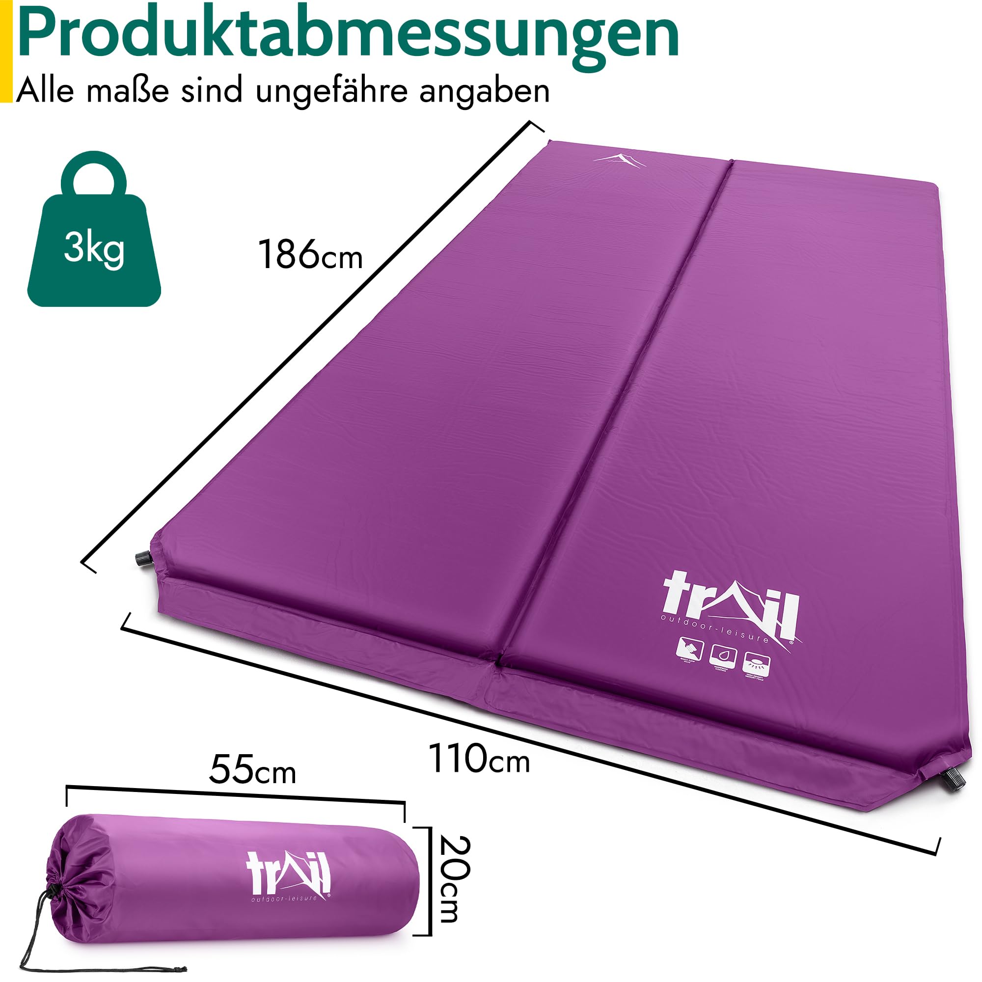 Selbstaufblasbare Isomatte/Camping-Matratze für Zwei Personen 5 cm dick