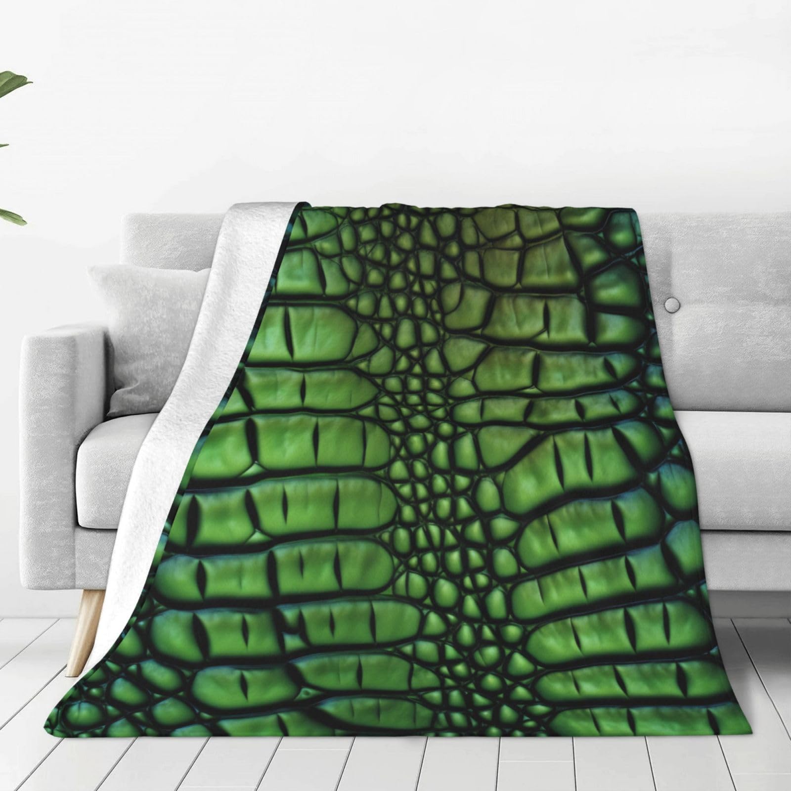 KLOPH Alligator Skin Throw Blanket 50"x40" Flannel Fluffy Warm Blanket for Couch, Reversible Plush Blankets for Bed, Comfy Fuzzy Blanket for Sofa, Plush Lightweight-Blankets for All Season