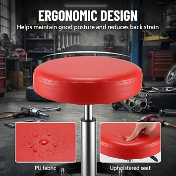 Mobile Workshop Stool, Rolling Mechanic Stool with Smooth Casters, 44-59.5cm Height Adjustable, 150KG Capacity Garage Seat Work Stool, Workshop Seat for Car Maintenance and Repair Roller Creeper Seat