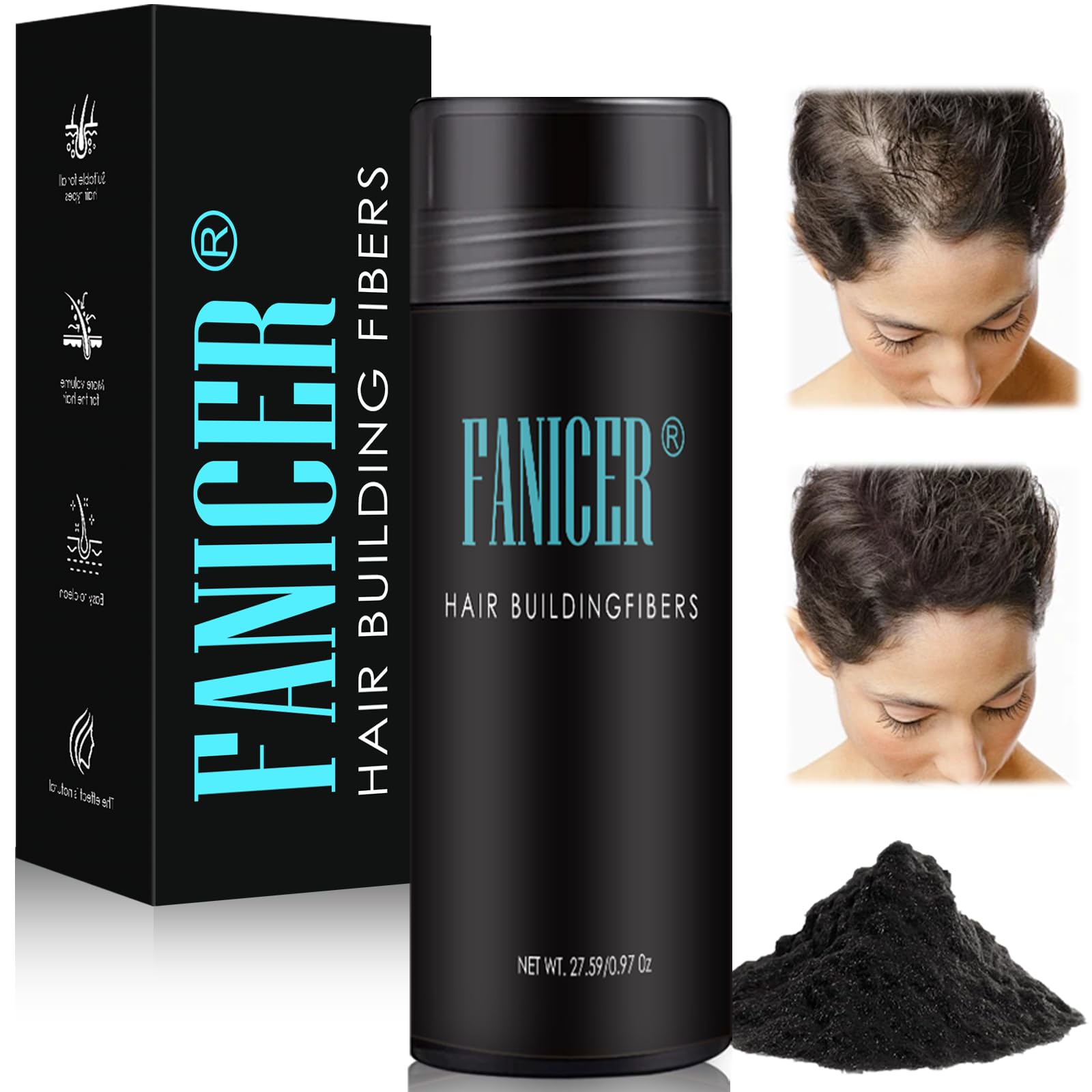 Poudre Volume Châtain Pour Cheveux - Fibres Capillaires 27.5g - Instantané