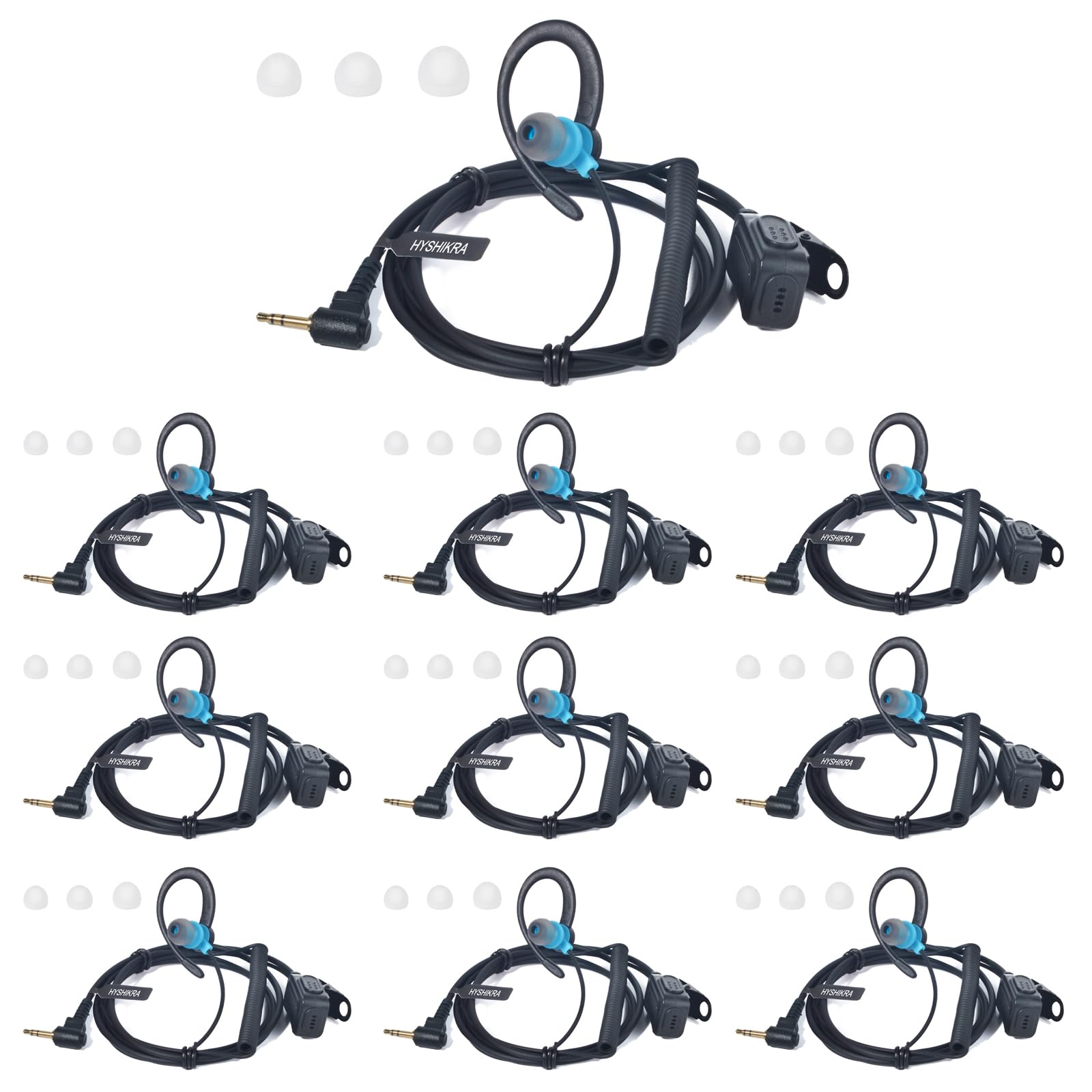 Auricular de Radio de Seguridad Compatible con Motorola TLKR-T60 T80 T82 T-92 H2O T80 Extreme T82 Extreme Walkie Talkie, Ligero, Forma G con micrófono (Azul, 10 Pack)