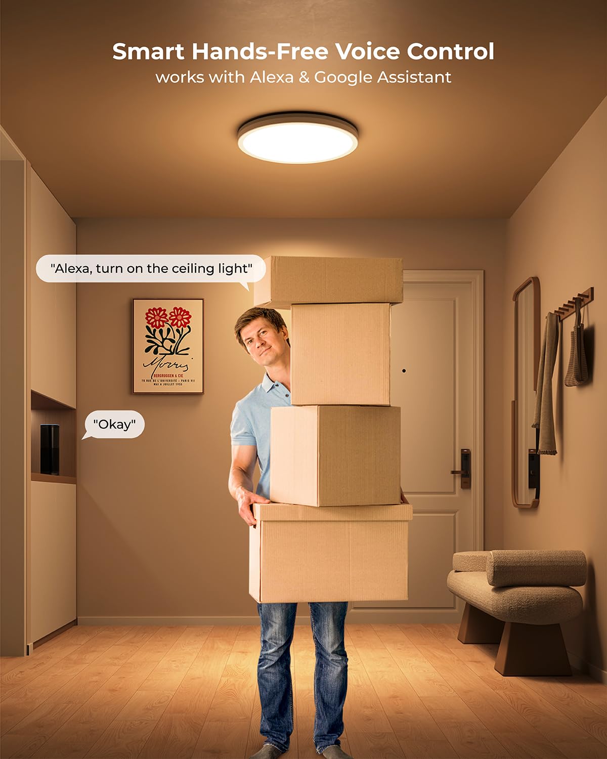 Matane Smart Deckenlampe RGB, LED Deckenleuchte Dimmbar 24W, 16 Millionen DIY Farben, Kompatibel mit Alexa & Google Assistant, RGB Deckenlampe Led für Wohnzimmer, Schlafzimmer, Kinderzimmer, Weiß 30CM