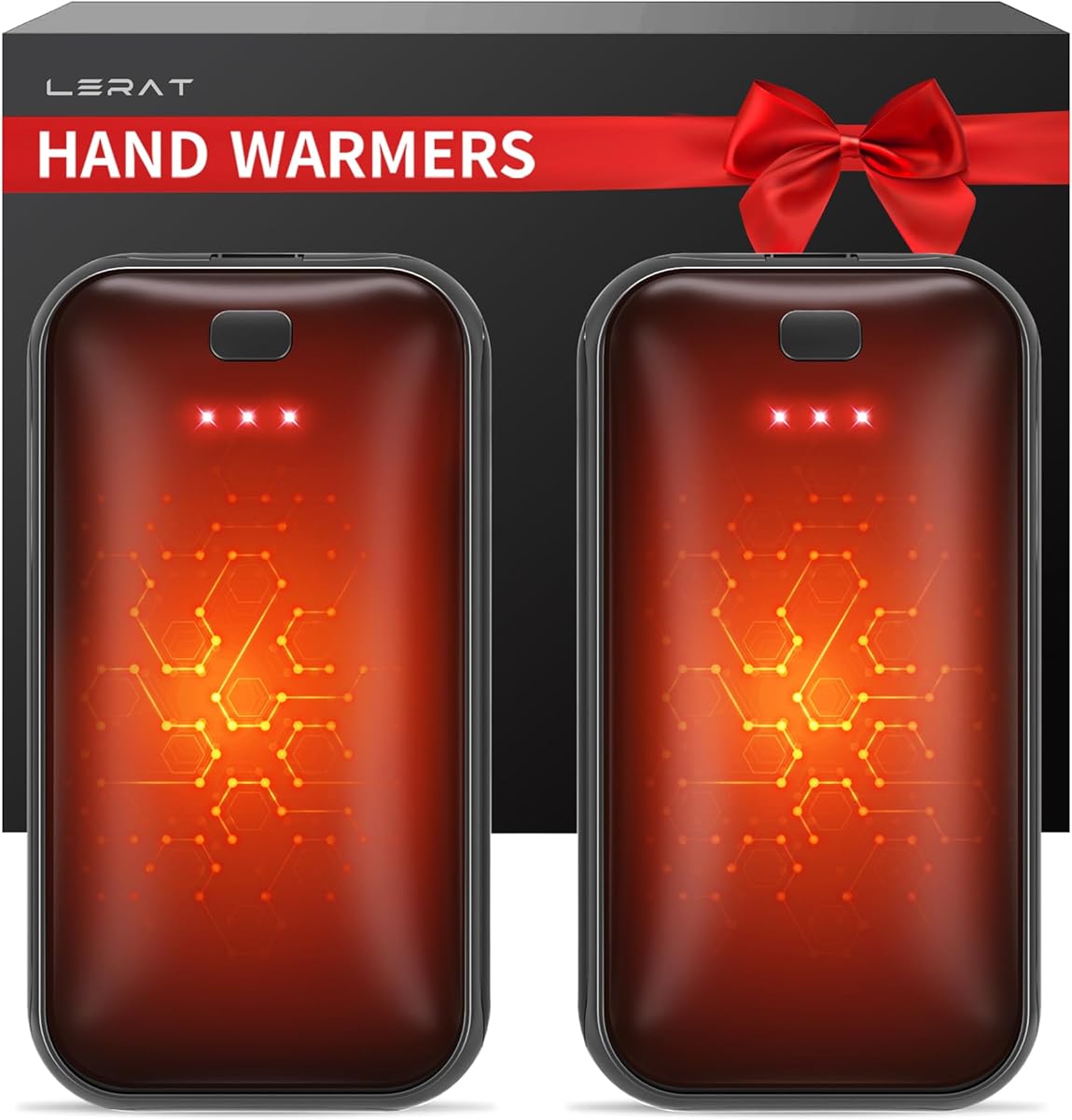 Lerat Hand Warmers Rechargeable 2 Pack, Portable Electric Hand Warmer Max 131℉, Reusable Slim Pocket Heater Handwarmers, Gifts for Men, Women, Outdoor, Golf, Camping, Hunting Essentials