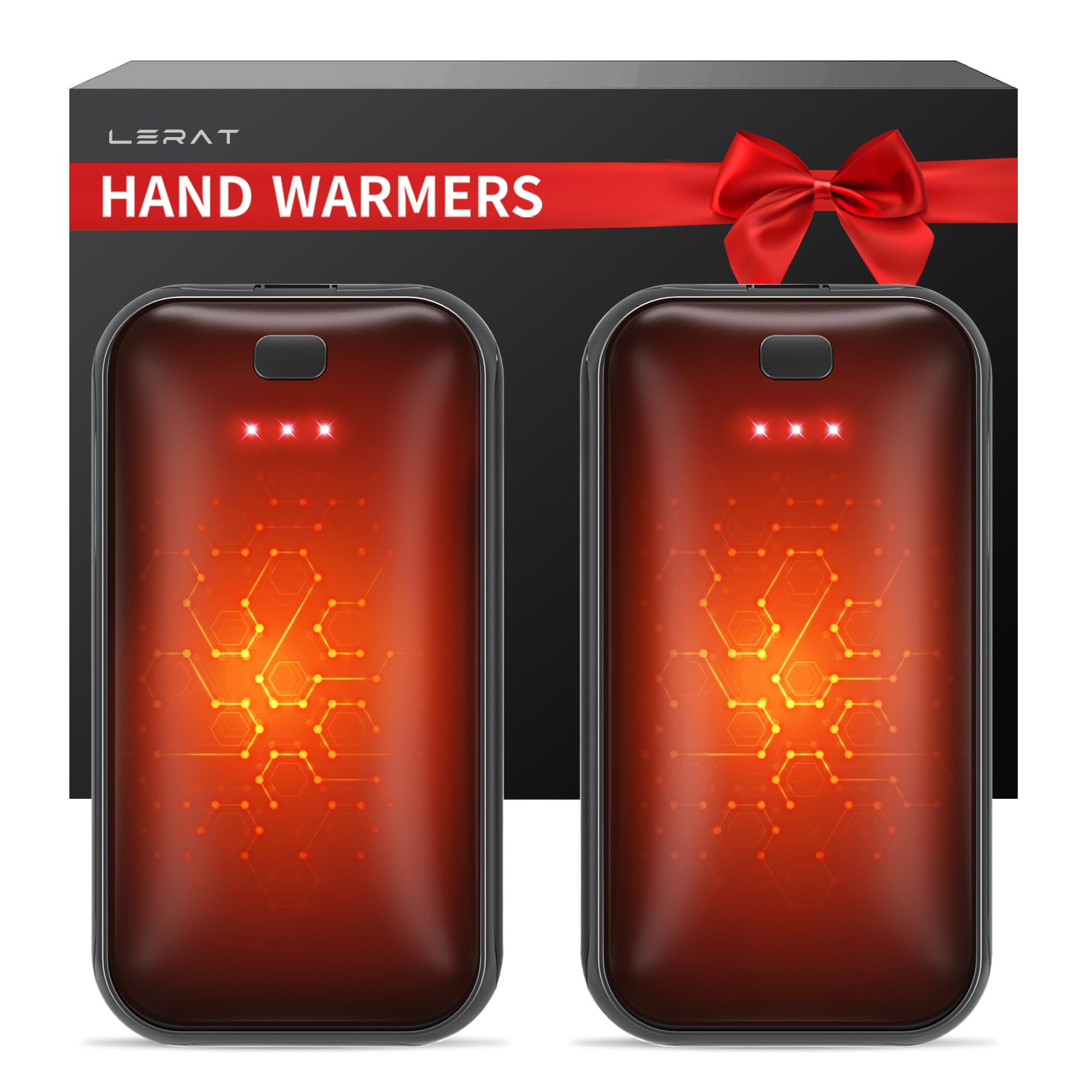 Lerat Hand Warmers Rechargeable 2 Pack, Portable Electric Hand Warmer Max 131℉, Reusable Slim Pocket Heater Handwarmers, Gifts for Men, Women, Outdoor, Golf, Camping, Hunting Essentials