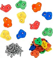 CrystalLemon Kids Rock Climbing Holds - 10 Colorful Textured Grips for Indoor Outdoor Playgrounds, Hardware Included