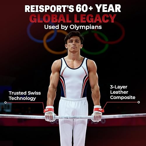 Miniatura 10 de Reisport Protec High Bar Gymnastics Grips for Men - Triple Strength Leather Hand Grips for Gymnastics Bars - Gymnastics Equipment & Accessories for
