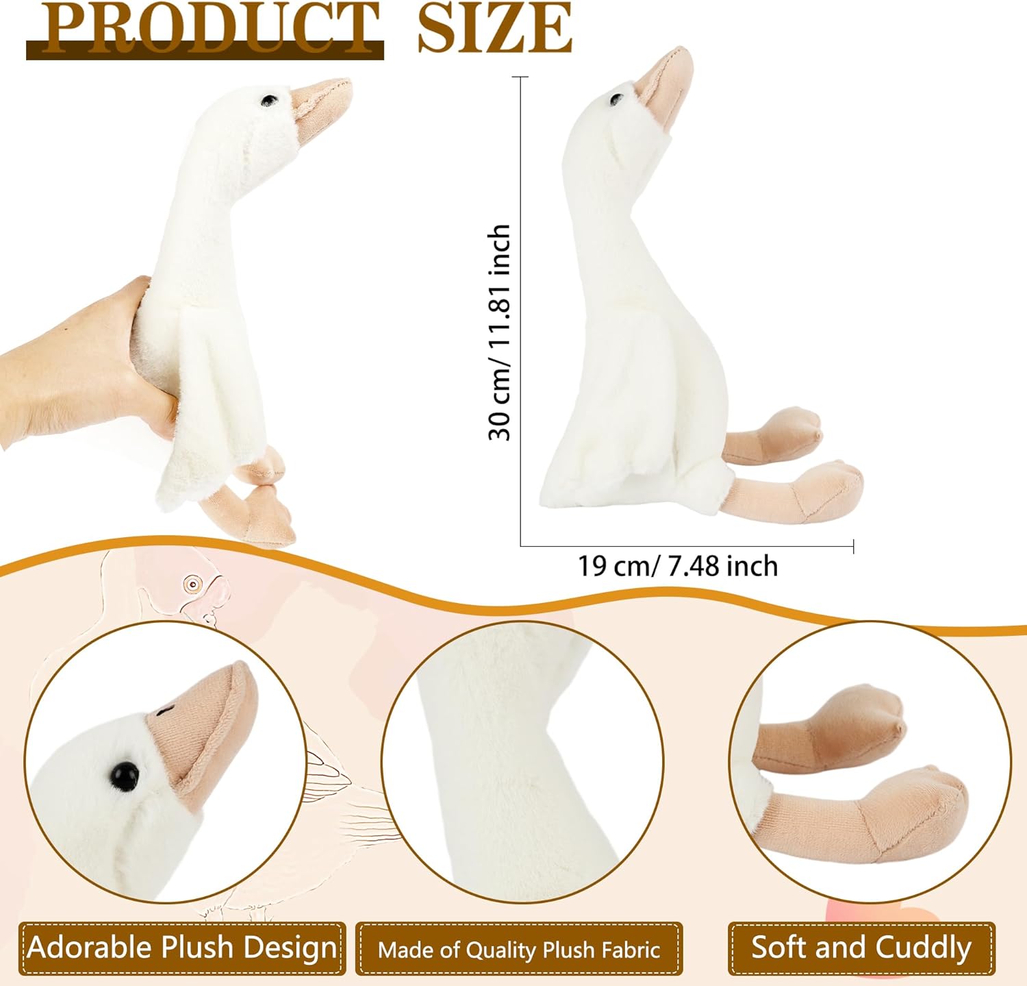 6 Pack 15.7 Inch Soft Swan Stuffed Animal Toy Smooth Plush Goose Toy Long Goose Neck Swan Hugging Pillow Goose for Party Gifts (Color Set 1)