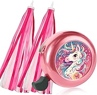 Vista 10 de Campana de bicicleta para niños con 2 piezas de serpentinas de bicicleta para niñas, lindos accesorios para bicicletas de niños