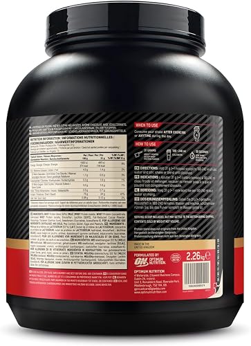 Optimum Nutrition Gold Standard 100% Whey Proteine in polvere per lo Sviluppo e il Recupero Muscolare con Glutammina e Aminoacidi BCAA Naturali, Gusto Doppio Cioccolato, 73 porzioni, 2,26 kg - 8