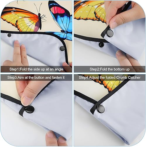 Miniatura 5 de SATINIOR 6 baberos para adultos, lavables y reutilizables, protectores de ropa con atrapa migas, hermoso patrón de baberos