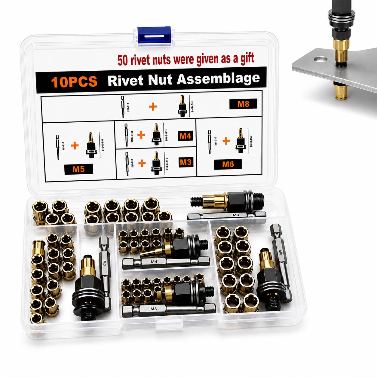 Upgrade Carbon Steel Rivet Nut Tool Set | 2026 Rivet Nut Tool Kit for Metal Pipes, Auto M…