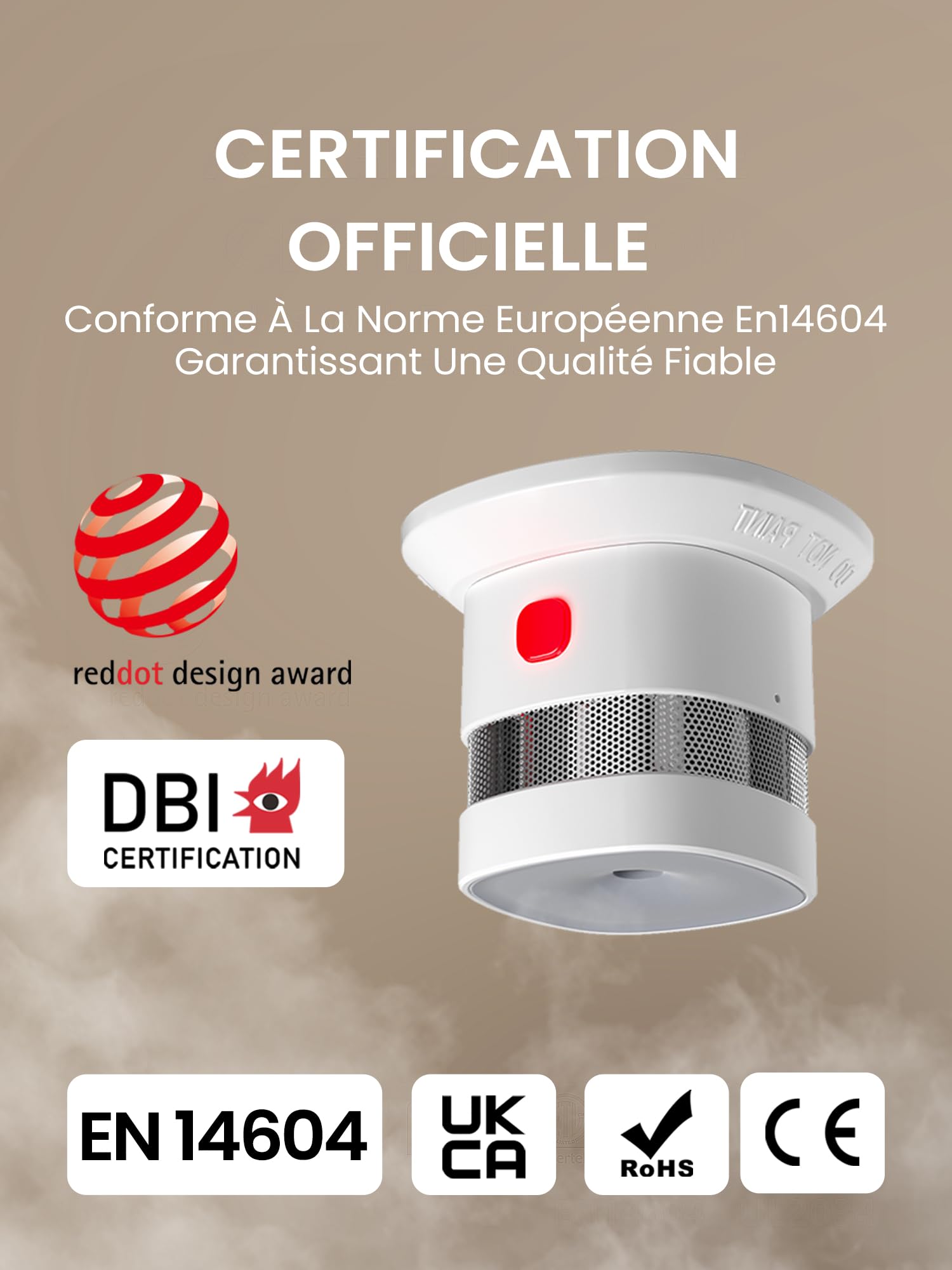 Heiman Detecteur de Fumée Matter Over Thread, avec Fixation Magnétique, Pile Remplaçable 5 Ans, en 14604, 85dB, Hub Requis, pour Apple Home, SmartThings & Home Assistant, HS1SA-M
