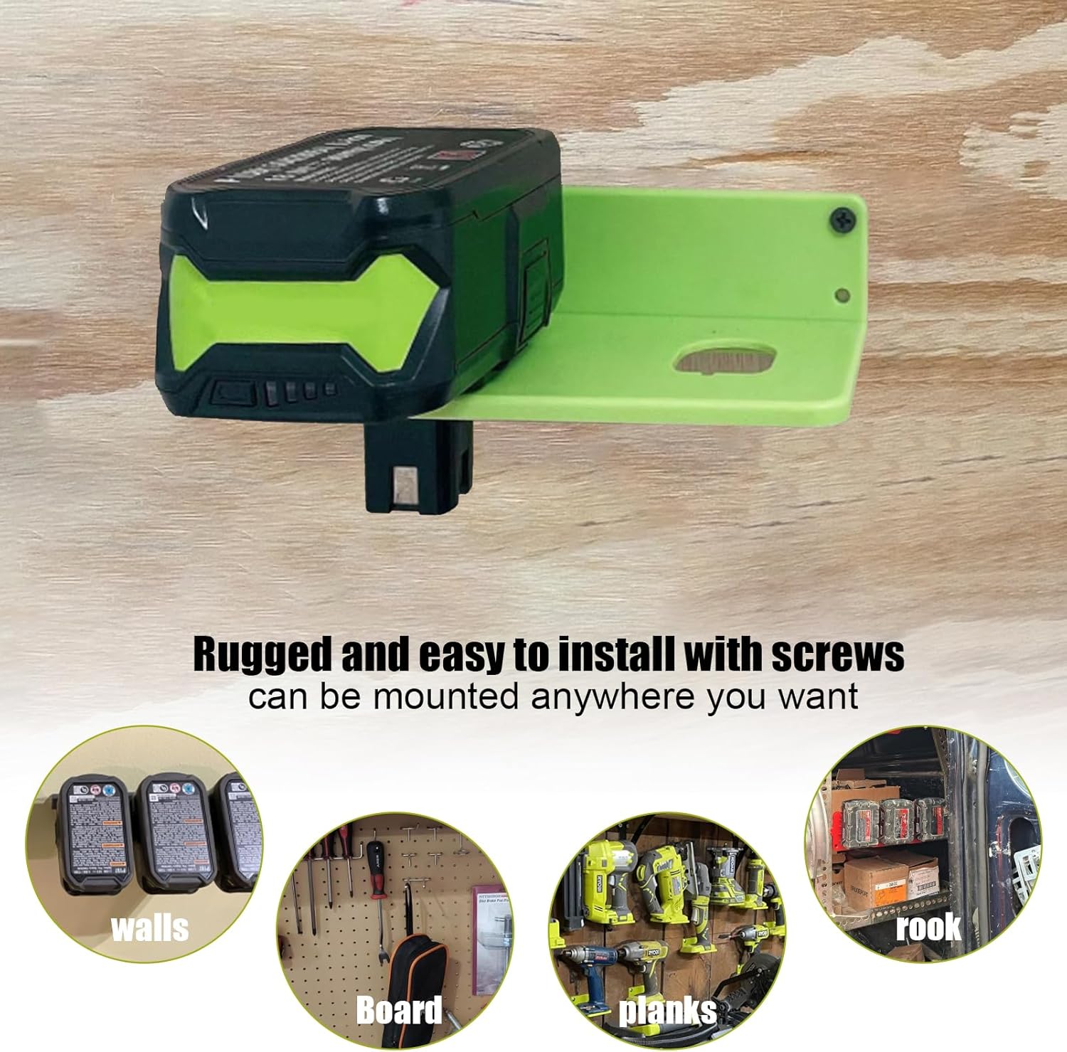 10 Packs Battery Holders Compatible with Ryobi 18V Wall Mounted Battery Holder with 2 Slots Drill Tool Storage Rack Organizer