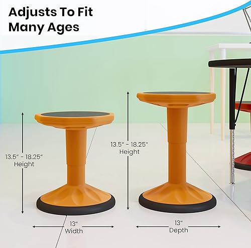 Miniatura 2 de Flash Furniture Carter Taburete activo flexible ajustable para niños para aula y hogar con parte inferior antideslizante, altura de asiento de 14 a