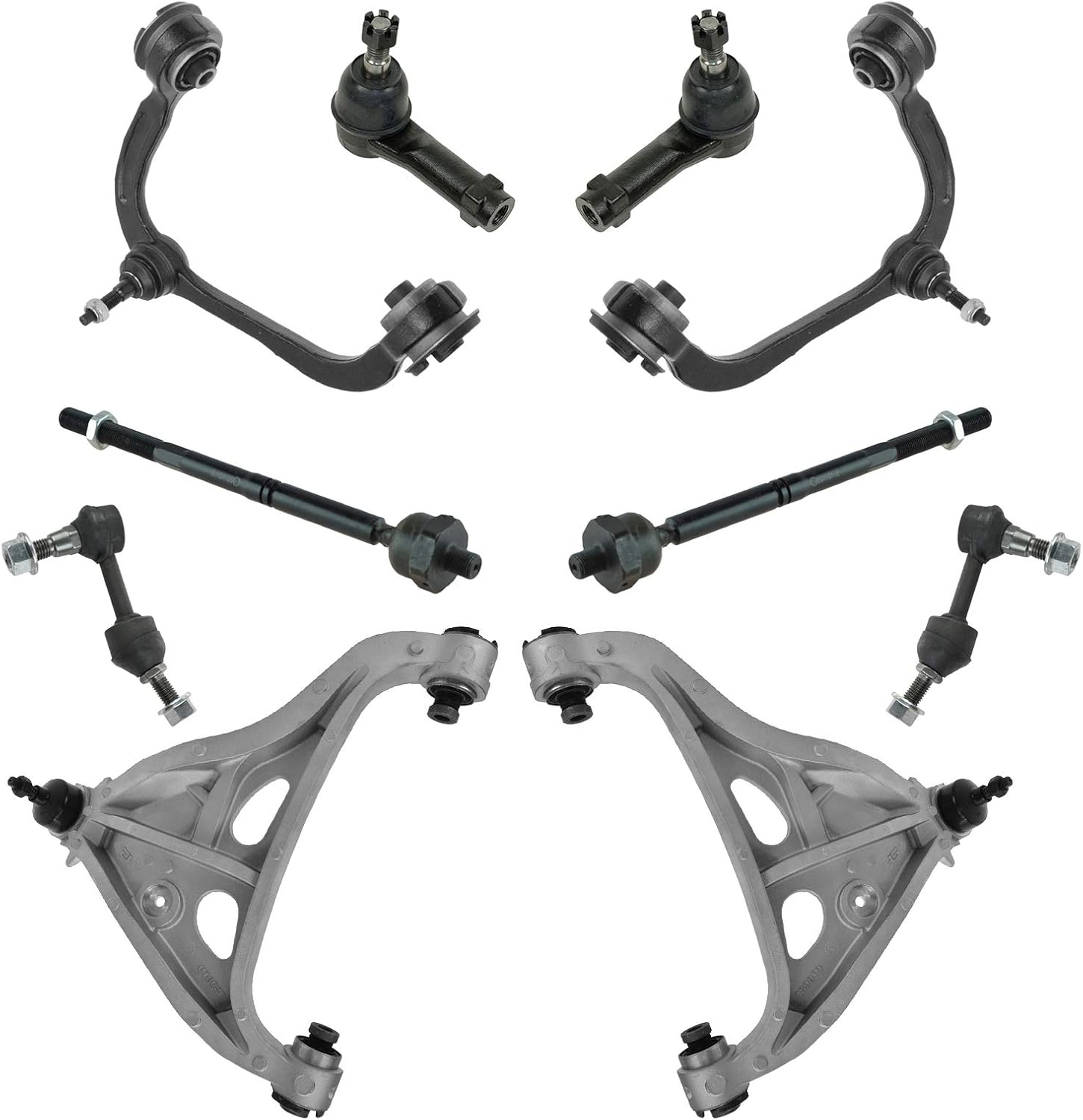 TRQ Front Steering & Suspension Kit Control Arm with Ball Joint Sway Bar Stabilizer Link Tie Rod Compatible with 2004-2005 Ford F-150