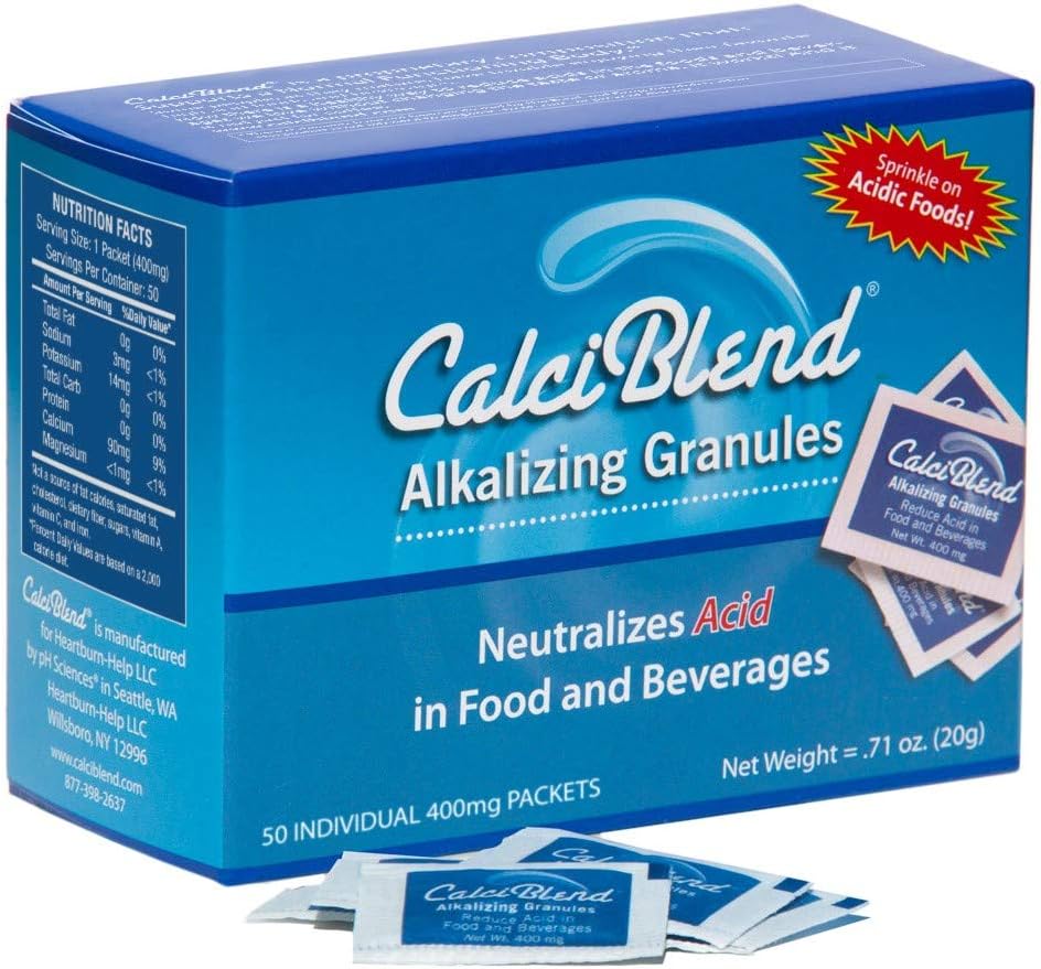 Alkalizing Granules 50 Pack Box – All Natural Acid Reducer Powder for Food and Beverages, Promotes pH Balance, Keto Friendly, Non-GMO, Sugar and Calorie Free, for Digestive Comfort