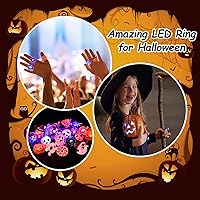 Vista 5 de Anillos iluminados para fiestas de Halloween, 50 unidades, anillos LED brillantes, juguetes divertidos para niños y adultos, Plástico