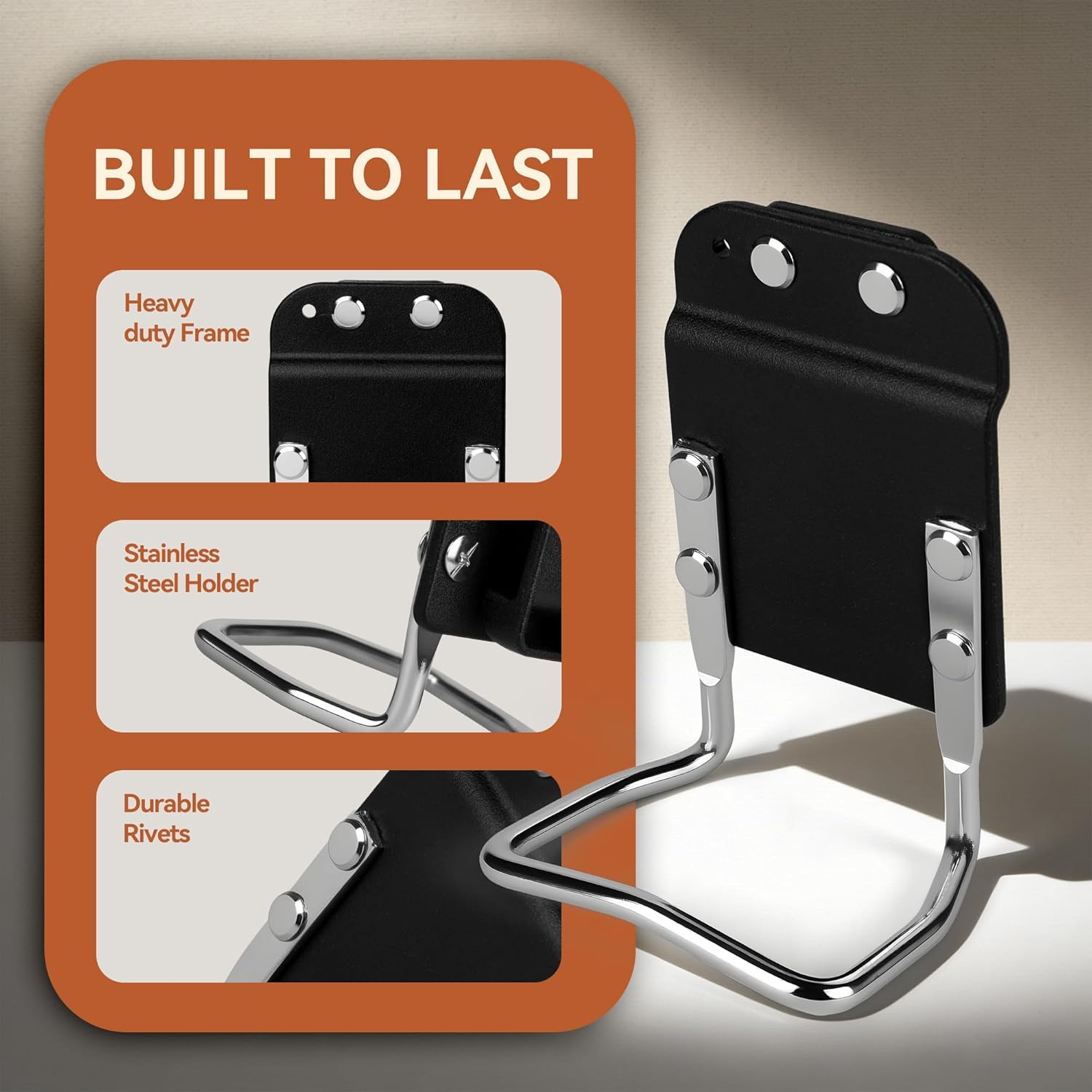 Heavy-Duty Tape Measure and Hammer Holder, Low-Profile Drill Belt Clip & Hammer Holster Fits Up to 2-Inch Belts, Quick Access for TapeMeasure, Electric Drill, Hammer, Pry Bar - Image 6