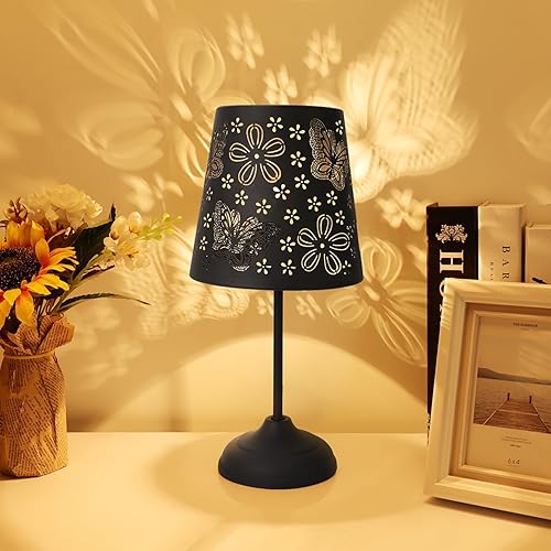 Lámpara de mesa para dormitorio, control táctil, lámpara de metal, lámpara de sombra de 3 vías, lámpara de noche regulable de 3 vías, lámpara de