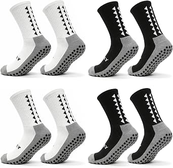 KMOLY 4/6 Pairs Mens Grip Soccer Socks Non Slip Football Basketball Running Yoga Sports Athletic Socks for Men Women