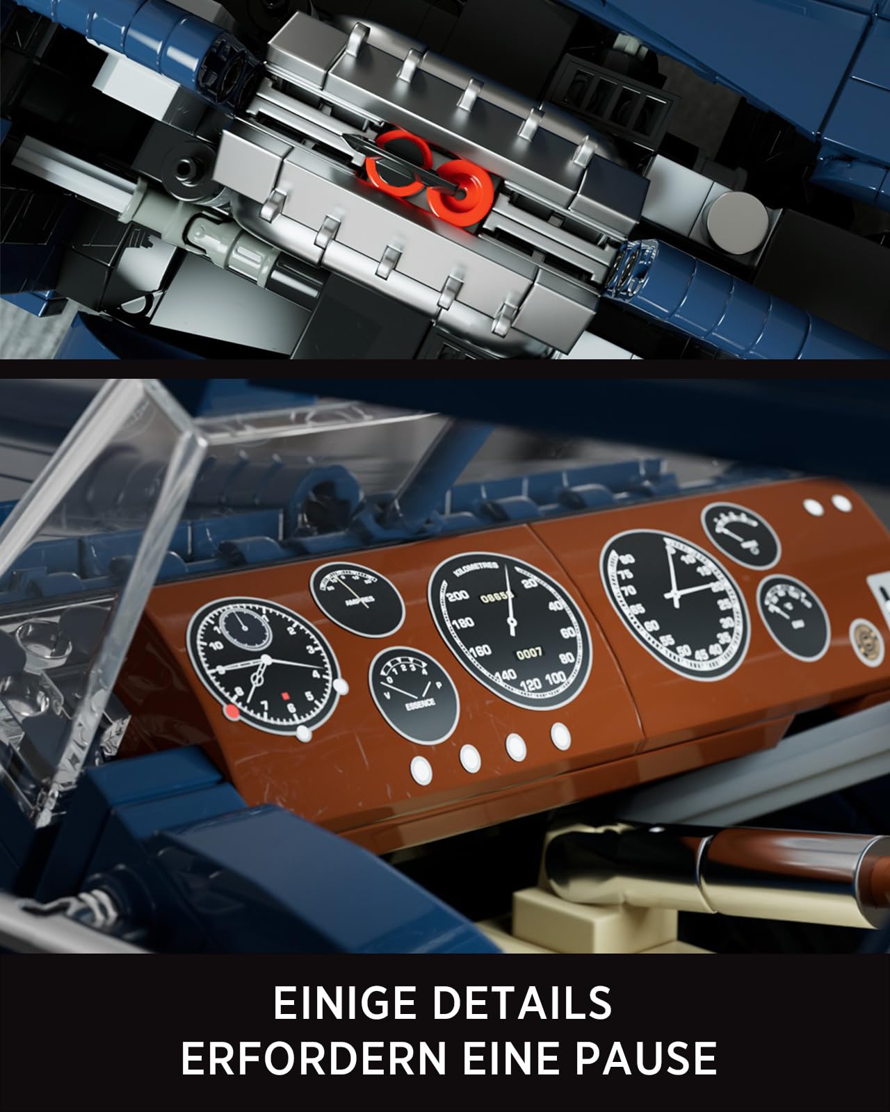 Nifeliz Auto-Modellbausatz Vintage Klemmbausteine für Erwachsene, Maßstab 1:14 Sammlerauto Sportwagen Modell Auto, Sammlerstücke für Zuhause oder das Büro (1,127 Teile, NF10320)