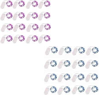YJFWAL 16 Packs Fairy Light Blue and 16 Packs Purple Bundle Combination, Copper Wire Firefly Lights Battery Operated, Waterproof Mini Starry String Lights for Wedding Bedroom Party Festival Deco