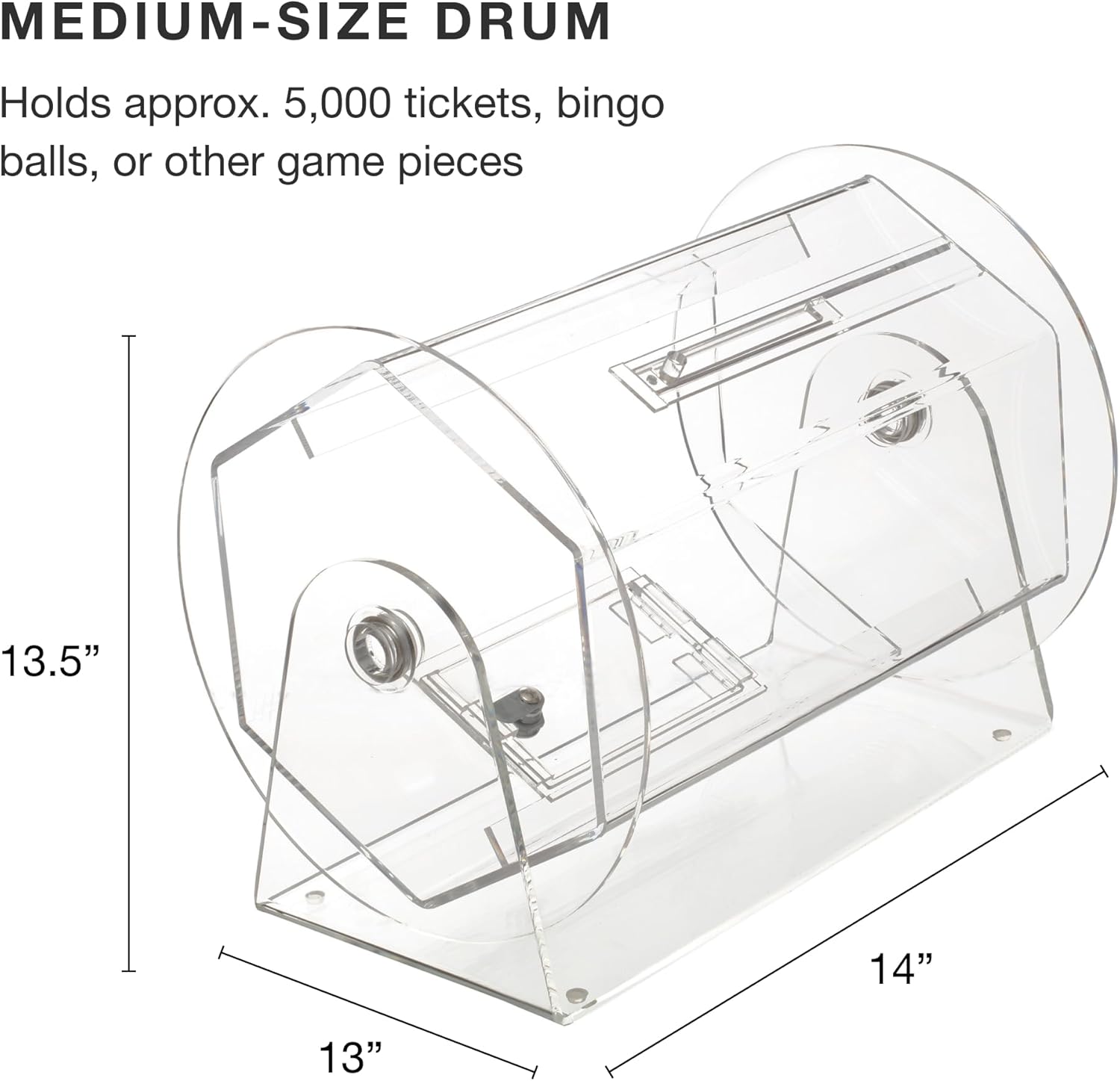 Midway Monsters Clear Acryclic Raffle Spinning Drum - Spinning Raffle Box for Balls, Chips, Tickets - Medium