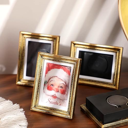 Miniatura 3 de Geelin 4 marcos magnéticos vintage para refrigerador, 3.66 x 2.95 pulgadas, pequeños imanes vintage para refrigerador, marcos de fotos, mini marco