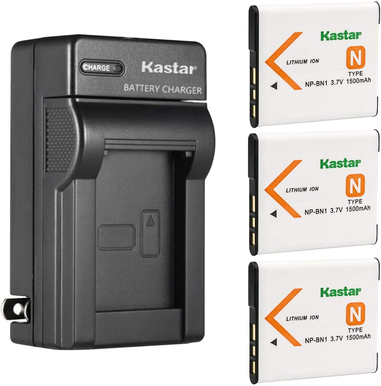 Kastar 4-Pack Battery and AC Wall Charger Replacement for Sony NP-BN1, Type N Battery, Sony BC-CSN, BC-CSNB Charger, Cyber-Shot DSC-WX80, Cyber-Shot DSC-WX100 Cameras