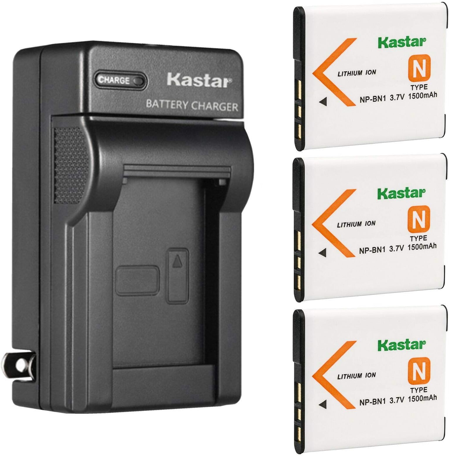 Kastar 3-Pack Battery and AC Wall Charger Replacement for Sony Cyber-Shot DSC-W530, DSC-W550, DSC-W560, DSC-W570, DSC-W580, DSC-W610 Cameras