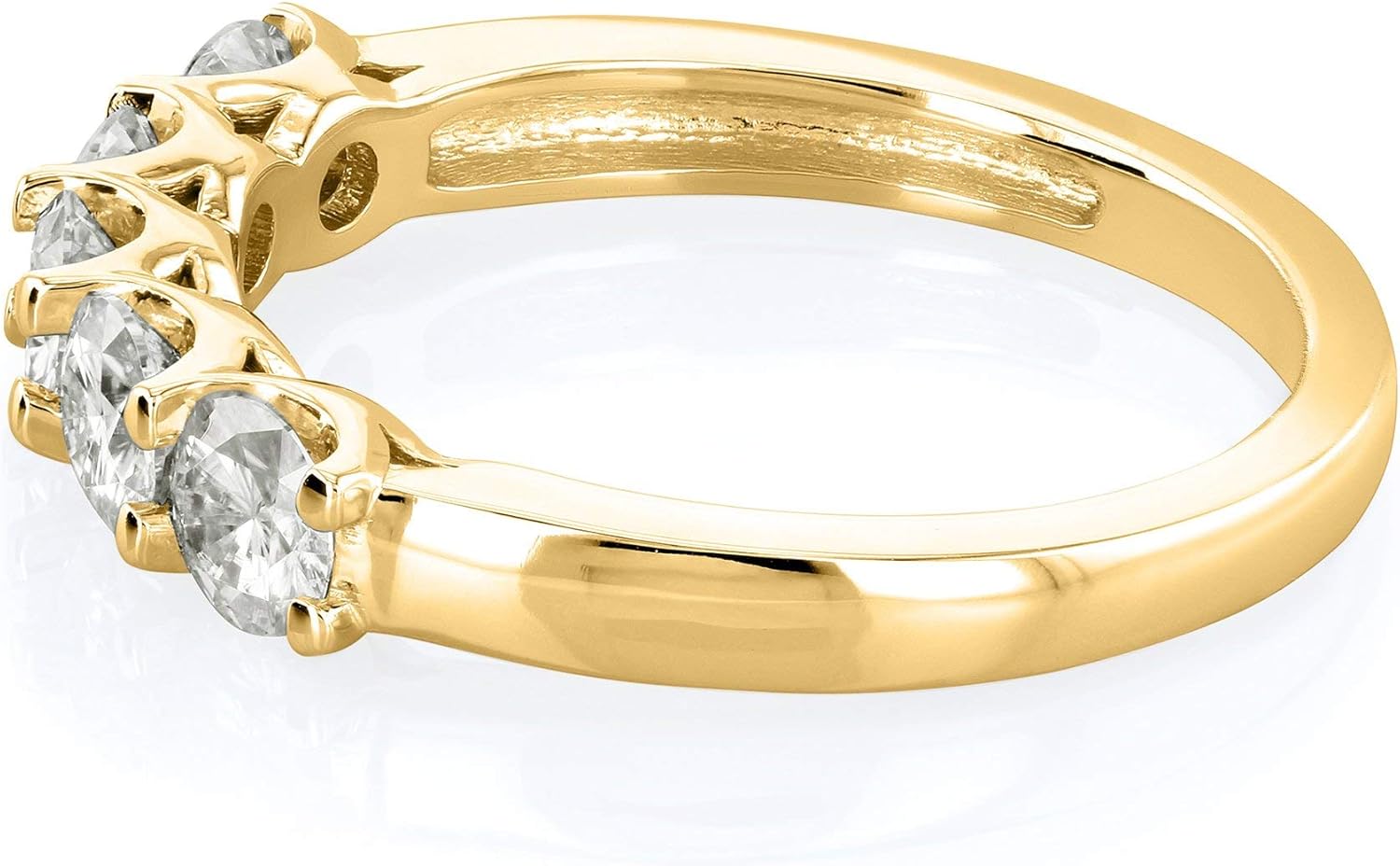 Kobelli Five Stone 4/5 Carat TGW Round Brilliant Near Colorless Moissanite (GH) Bridal Wedding Band in 14k Yellow Gold - Size 6.5