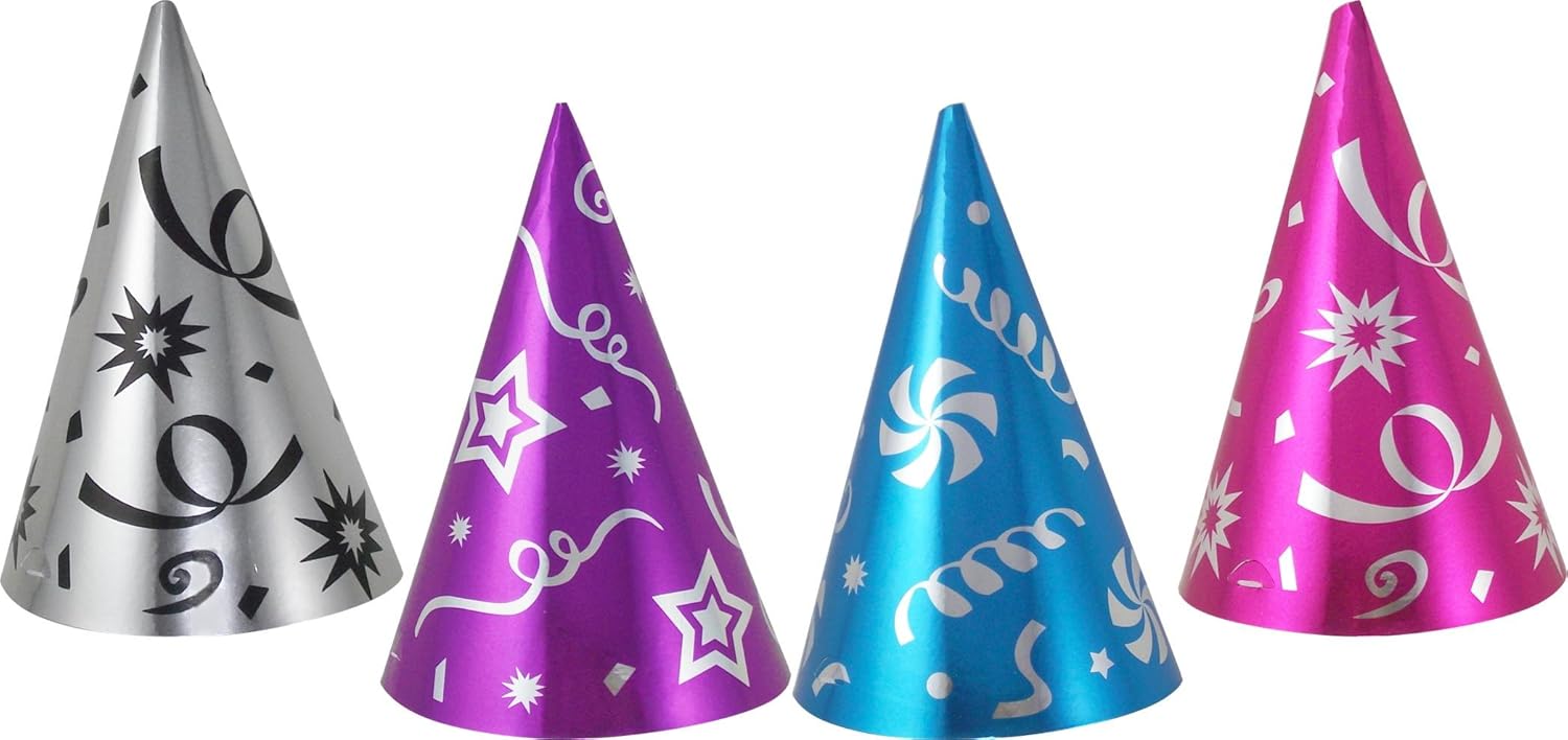 Birthday Party Cone Hats, Assorted Foil Colors, 20Pack Amazon.co.uk