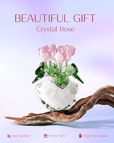 Miniatura 2 de DENIMOMO Figura de rosa de cristal adecuada para decoración de habitación flor de cristal para regalo de madre Navidad cumpleaños día de San Valentín