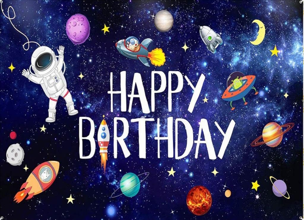 1 pc Space Theme Backdrop Cloth (6.5ft X 5ft) Space Theme Birthday Decorations Galaxy Solar System Planet Outerspace Astronaut Backdrop Curtain for Birthday (Pack of 1, Multicolor)