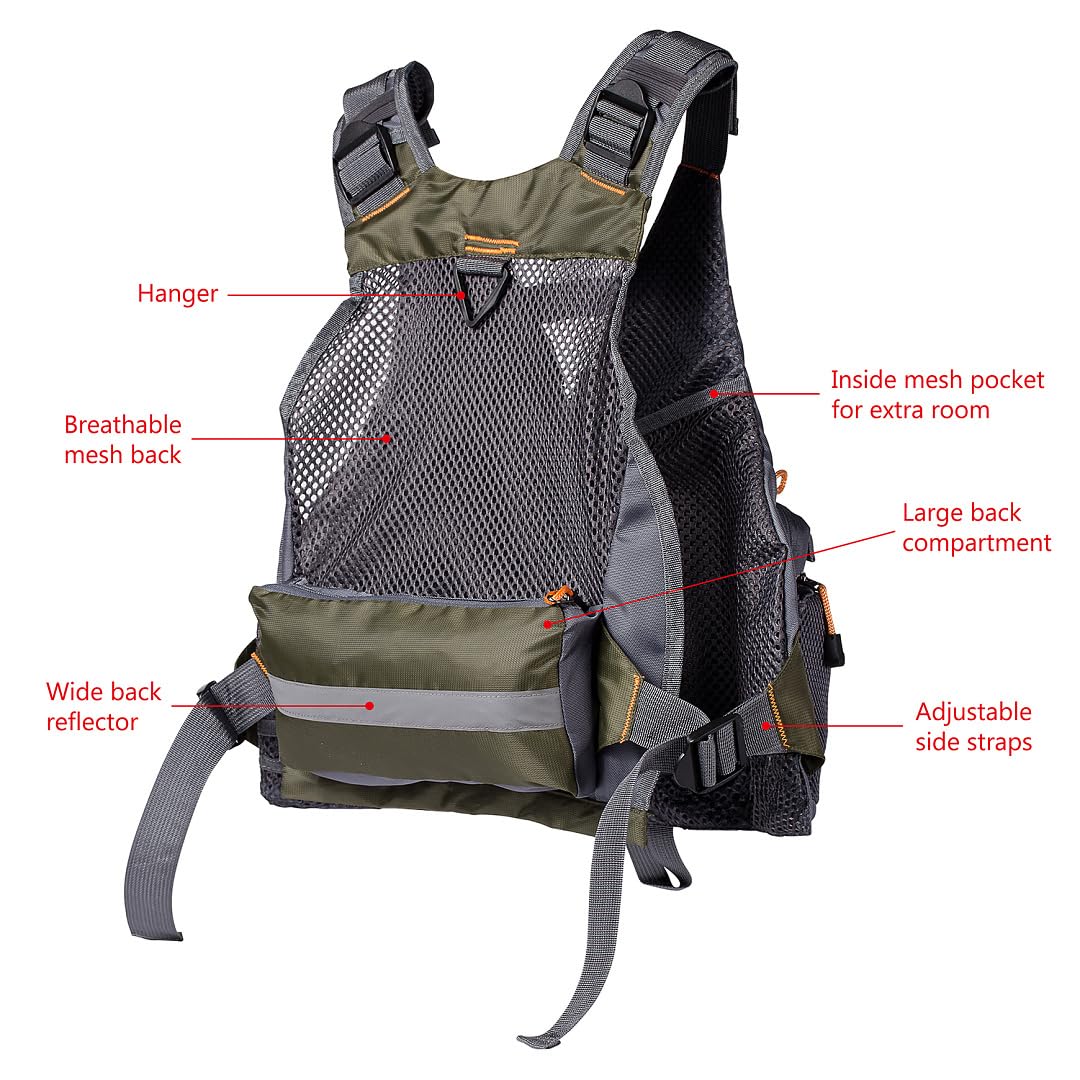 Gilet Da Pesca A Mosca Daiwa Altmore – Multitasche In Cotone Idrorepellente, Taglia Unica Adulti, Verde