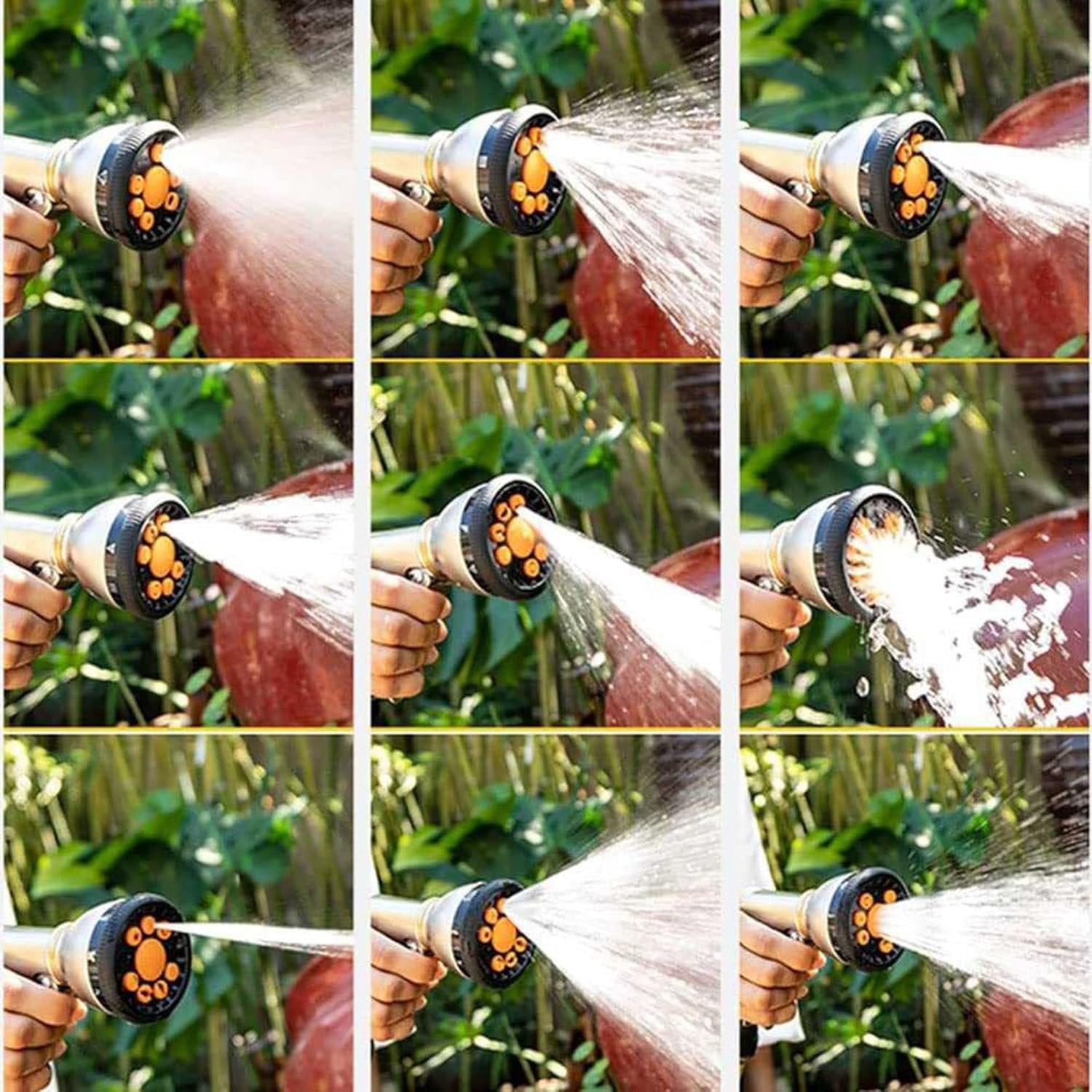 Avvolgitubo da giardino a parete, in lega di alluminio ad alta resistenza, raccordi in ottone, tubo dell'acqua ad alta pressione da 10 m con pistola ad acqua multifunzione per lavaggio e irrigazione
