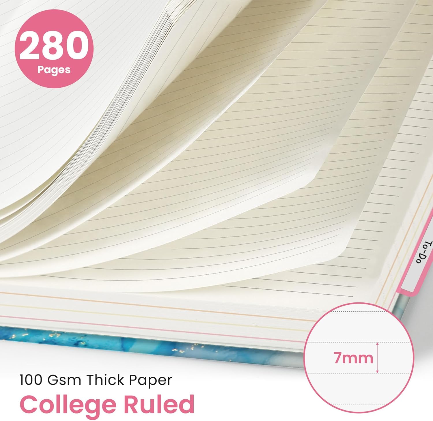 Large Spiral Lined Notebooks for Work with Removable Dividers & Tabs, 8.5"x11" Pretty Hardcover 5 Subject Notebook Journal for Women, College Ruled, Perfect for Study & Office Organization, 280 Pages,Color Splash