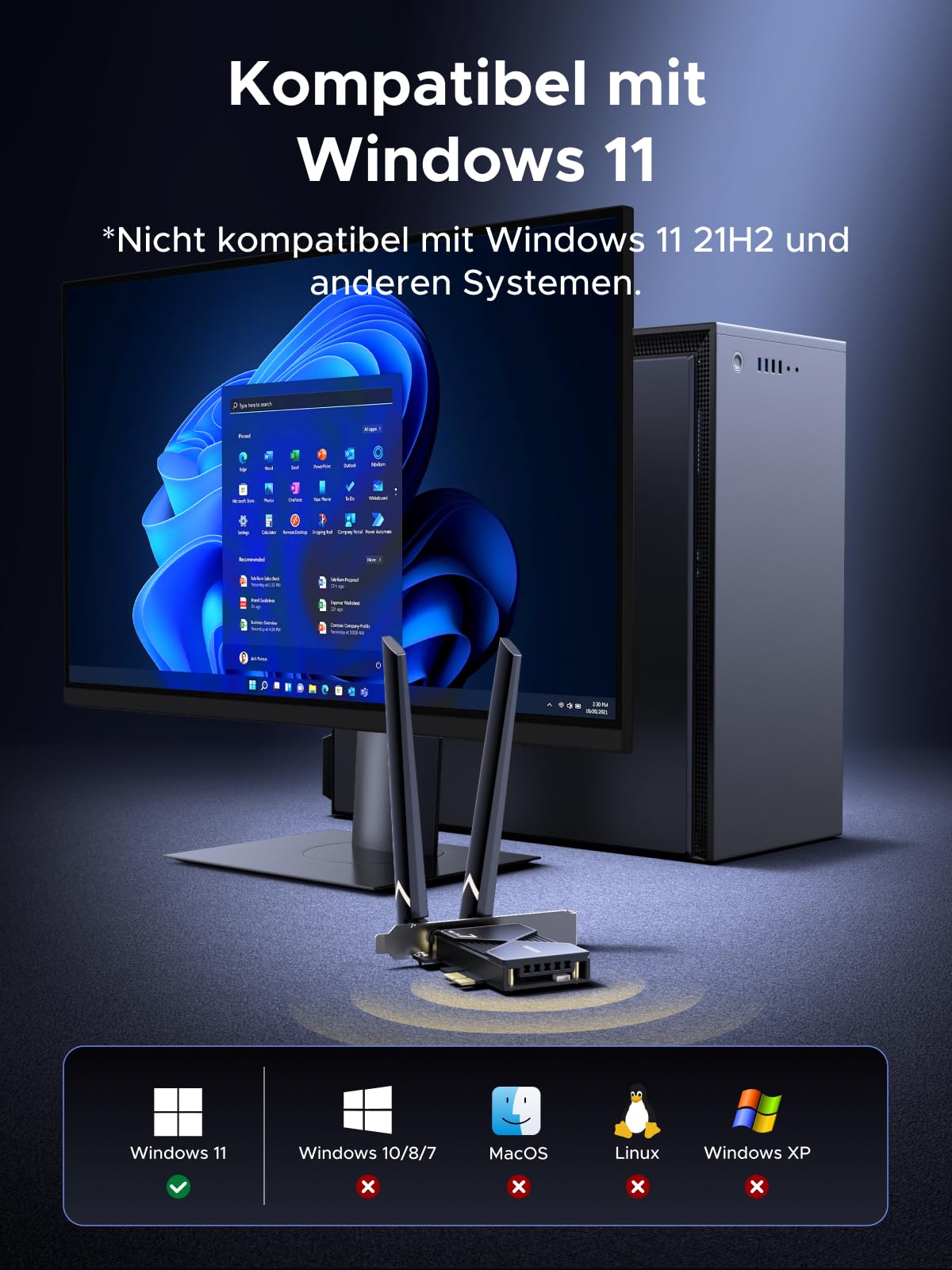 UGREEN WiFi 7 BE6500 WLAN Karte mit Bluetooth 5.4, 6GHz Band, MLO, Einfache Installation, WPA3, Netzwerkkarte mit 2x6dBi Antennen, PCIe WLAN Karte kompatibel mit Windows 11.