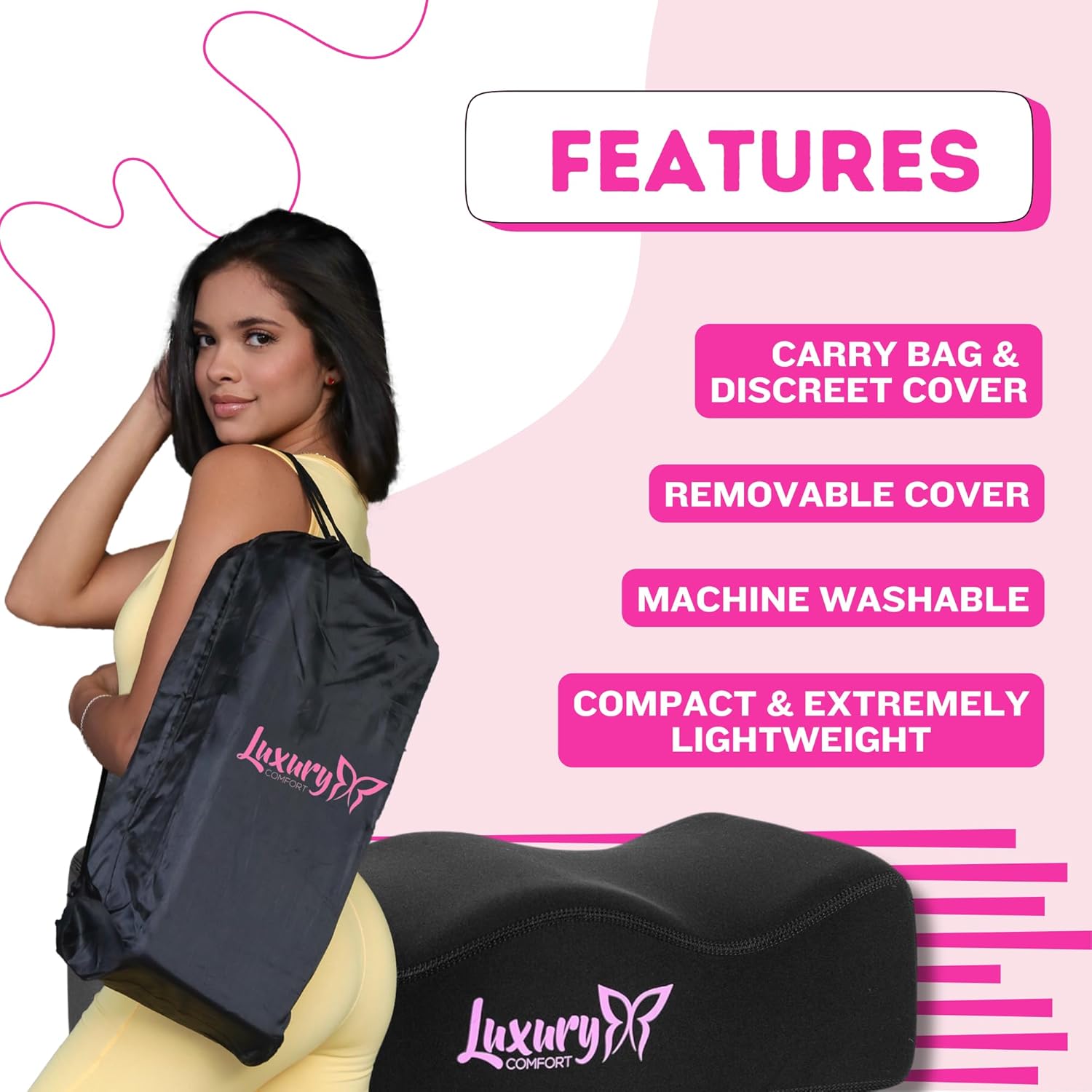 BBL Pillow for Car, Driving & Sitting After Surgery – Booty Recovery Cushion Almohada BBL Después de Cirugía | Cojin BBL para Manejar | Brazilian Butt Lift Post Op Seat Pillow Almohada BBL - Image 7