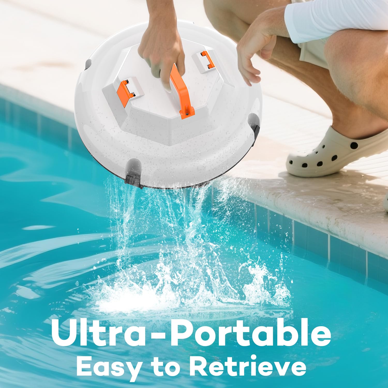 Robot nettoyeur de piscine sans fil, aspirateur de piscine robotique portable, technologie de stationnement automatique, moteurs doubles de 45 W, autonomie de 130 minutes jusqu'à 1100 m² pour piscines