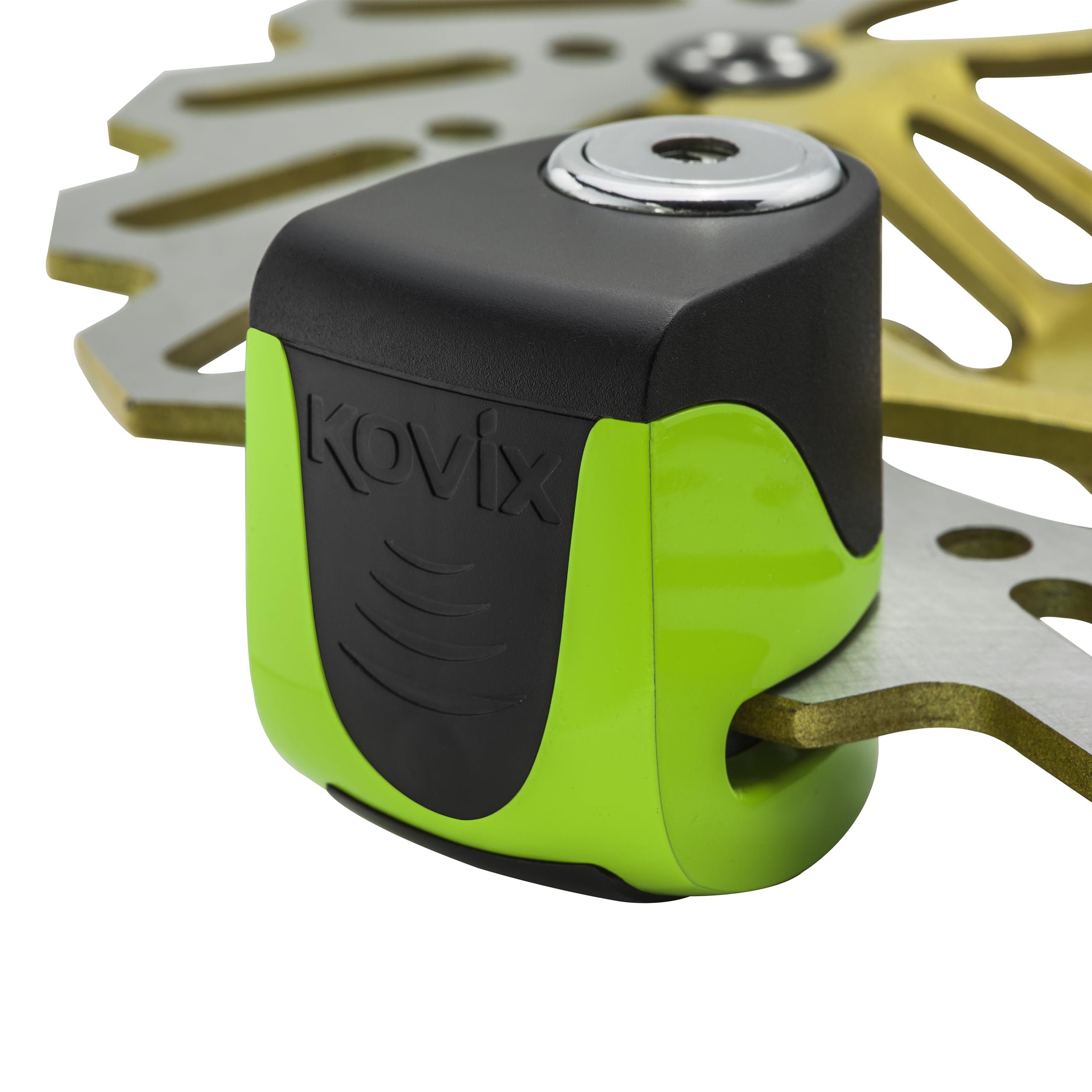 CANDADO DISCO ALARMA KOVIX KS6-FG VERDE FLUOR - PIN 5,5 mm.