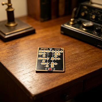 Morse Code Trainer Card,Telegraph Practice & Encryption Training,With Interactive Leds & Signal Buttons,Portable Practice Tool for Radio Beginner Educational Learning