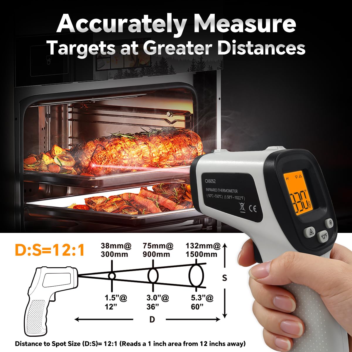 Digital Infrared Thermometer Gun for Cooking,BBQ,Pizza Oven
