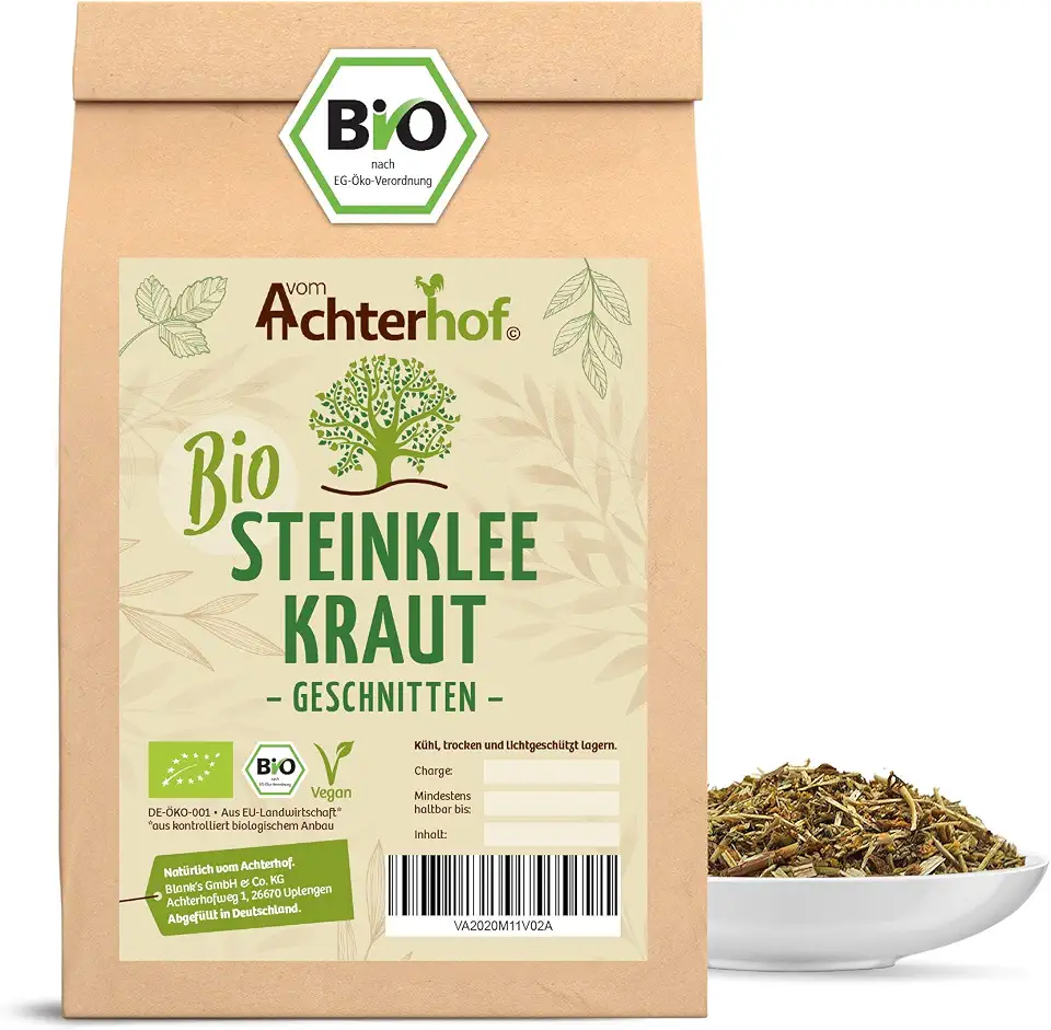 Mais bei Infektionen der Harnwege und Nierensteinen 5 Steinklee-Tee Bio 250g | Steinkleekraut geschnitten und getrocknet | Bio-Qualität | zur Zubereitung eines hochwertigen & natürlichen Tees | vom Achterhof