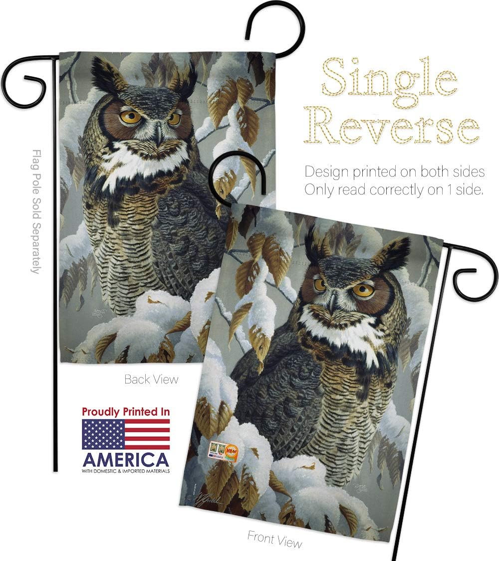 Birds Great Horned Owl Garden House Flags Set Friends Flamingo Hummingbird Cardinal Peacock Springtime Natural Wildlife Small Decorative Gift Yard Banner Made In USA 28 X 40